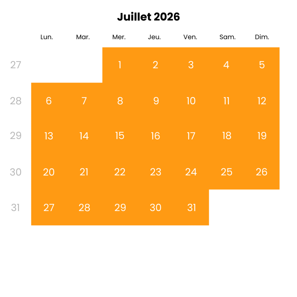 Horaires juillet 2026 : ouvert tous les jours de 9h30 à 19h