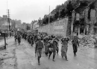 Prisonniers allemands lors de prise de Cherbourg en 1944