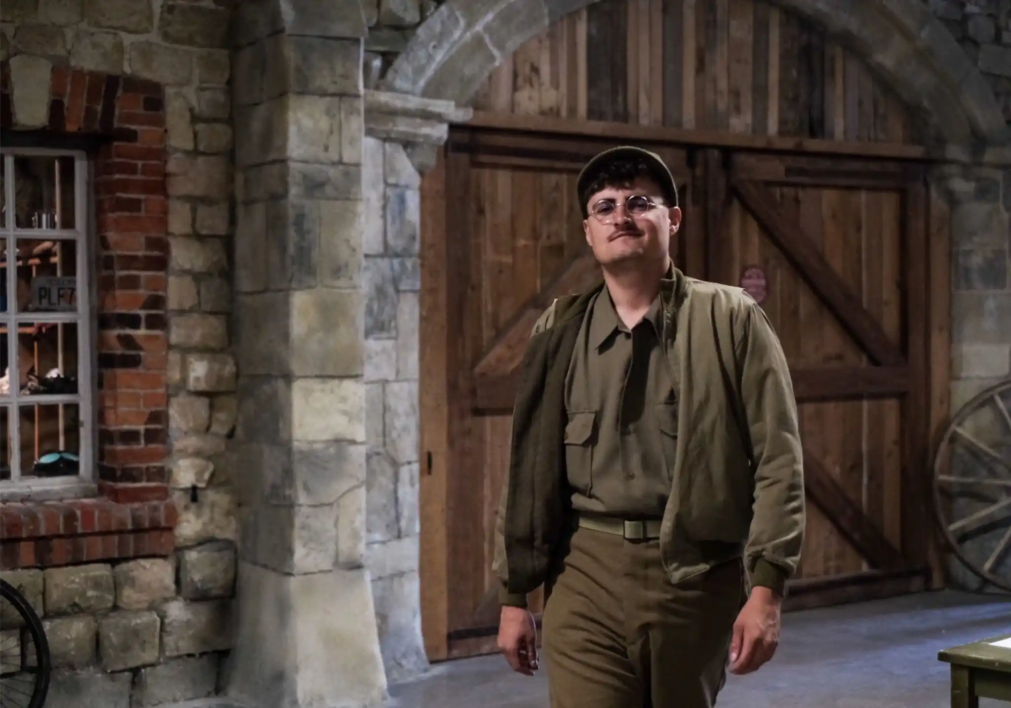 A reenactor enters the Normandy Victory Museum in 2023