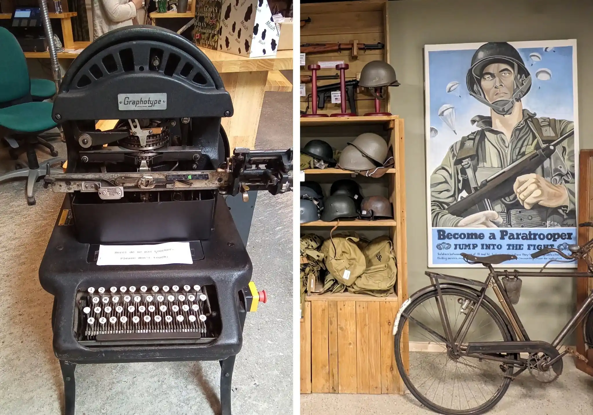 The dog-tag engraving machine, which dates back to the 40s