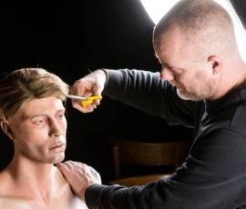 Makeup and preparation of a model at Normandy Victory Museum