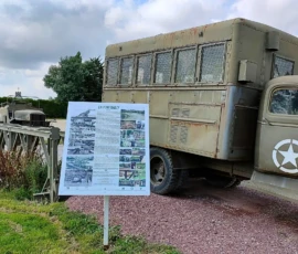 Vehicles on a real Bailey bridge outside the Normandy Victory Museum